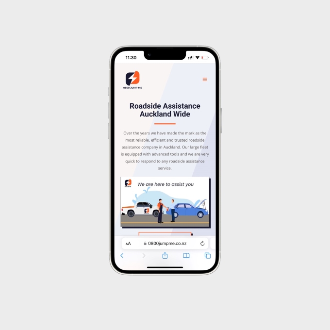 Website design for Auckland company on mobile phone