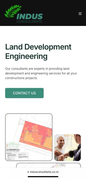 Mobile screen showing Website design for Indus Consultants